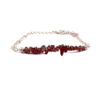 Bracelet en grenat brut de 3 à 6 mm, perles brutes, 17,8 cm, fermoir réglable plaqué argent, pour hommes et femmes | LK_STACK_03346