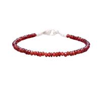Bracelet en grenat de 3,5 mm, perles facettées, forme rondelle, 17,8 cm, fermoir plaqué argent réglable, pour hommes et femmes | LK_STACK_03088