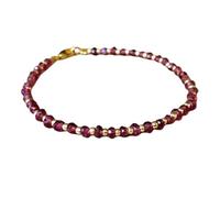 Bracelet en grenat de 3,5 mm, perles facettées, forme rondelle, fermoir plaqué or, 17,8 cm, pour hommes et femmes | LK_STACK_03102