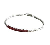 Bracelet en grenat de 3 à 3,5 mm, perles à facettes, forme rondelle, fermoir plaqué argent, 17,8 cm, pour hommes et femmes | LK_STACK_03117