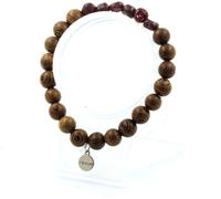 Bracelet en grenat du Mozambique + perles en bois de 8 mm