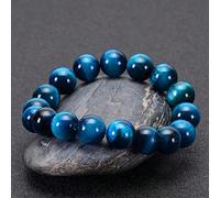 Bracelet en œil de tigre bleu naturel 6/8/10 mm - Fabriqué à la main - Bracelet d'énergie yoga avec perles. Accessoire à la mode pour hommes et femmes, cadeau élégant, style bohème/décontracté pour le