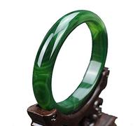 Bracelet en Jade Naturel, Énergie De Guérison, Coupe À La Main, Bracelets en Pierre De Jade Vert pour Femmes, Amulette Porte-Bonheur,green-58-60mm