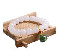 Bracelet en jade néphrite naturelle et hétique pour femme - Bracelet à breloques Wu Lou - Bracelet Feng Shui - Blanc - Jade - Vacances - Bijoux pour filles - Amulette en jade - Attirer l'argent