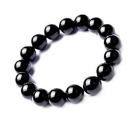 Bracelet en Jade Noir pour Femmes et Hommes, Bracelet en Perles Extensibles avec Pierres précieuses d'agate Naturelle