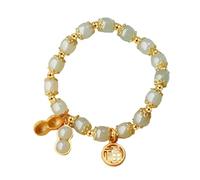 Bracelet en jade pour femme, bracelets de perles, dorés, perles d'espacement, perles de jade, dorées, décoratifs, cadeaux portés pour et maman, tour de poignet 13 à 18 cm, cadeau de pierre de