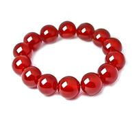 Bracelet en Jade Rouge pour Femmes et Hommes, Bracelet en Perles Extensibles avec Pierres précieuses d'agate cornaline Naturelle