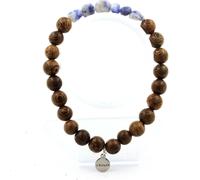 Bracelet en jaspe bleu sud-africain + perles en bois de 8 mm