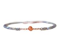 Bracelet en labradorite et pierre de soleil, perles facettées de 3 mm, plaqué or rose, 17,8 cm, pour hommes et femmes | LK_STACK_08029