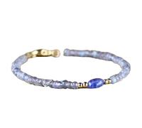 Bracelet en labradorite et tanzanite, perles ovales et rondelles de 3 à 6 x 4 mm, à facettes et à taille lisse, fermoir plaqué or de 17,8 cm, pour hommes et femmes | LK_STACK_08032