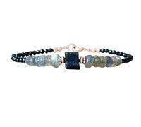 Bracelet en labradorite et tourmaline de 3 à 8 mm, perles facettées en forme de rondelle et de boule, fermoir plaqué or réglable de 17,8 cm, pour hommes et femmes | LK_STACK_08008