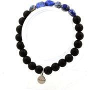Bracelet en lapis-lazuli du Pakistan + perles d'onyx noir mates 8 mm