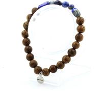 Bracelet en lapis-lazuli du Pakistan + perles en bois de 8 mm