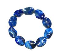Bracelet en lapis-lazuli - Perles ovales en cristal bleu royal naturel du chakra du troisième œil, 14 x 20 mm