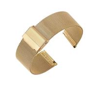 Bracelet en maille d'acier inoxydable à dégagement rapide universel 17 mm, 19 mm, 21 mm, 0,6 mm(Gold,18mm)