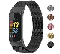 Bracelet en maille métallique pour Fitbit Charge 5 pour homme et femme - Bracelet de rechange réglable en acier inoxydable pour tracker d'activité Charge 5