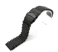 Bracelet en maille milanais pour Breitling Seiko OMG Band de montre 20 mm 22 mm en acier inoxydable Bracelet de sangle de bande (Couleur du groupe: noir, largeur de bande: 18 mm)