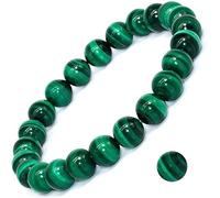 Bracelet en malachite pour homme et femme avec perles en pierre naturelle, 8 mm