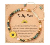 Bracelet en malachite tournesol pour femme - Pour la positivité, la force et l'amour - Pour anniversaire, Noël ou comme remerciement - Bracelet inscriptible pour amis et collègues, taille unique