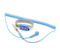 Bracelet en métal antistatique avec câble de terre, bande de protection ESD en acier inoxydable avec résistance de 1 MΩ et pince crocodile, câble de 2,5 m pour réparation électronique et espace propre