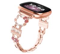 Bracelet en métal compatible avec Fitbit Versa 4/Versa 3/Fitbit Sense 2/Sense pour femme - Joli bracelet réglable tendance avec diamant fin de dessin animé pour montre intelligente Fitbit Versa 4 3