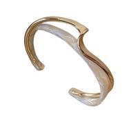 Bracelet en métal courbé style coréen avec accents de coquillages - Accessoire de mode pour un usage quotidien - Manchette ouverte prête à l'emploi