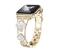 Bracelet en métal diamant compatible avec Apple Watch Series 9/8/7/6/5/4/3/2/1SE/, Clover est simple et élégant, bracelet de rechange réglable, adapté aux tailles des femmes, 38mm/40mm/41mm, Acier