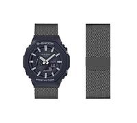 Bracelet en métal mesh tissé en acier inoxydable HAZARA pour Casio GA-2100|GA-B2100, Boucle de rechange, 215 mm, Argent, Unisex