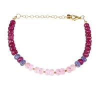 Bracelet en morganite, tourmaline rose et tanzanite, perles facettées de 3,5 mm, fermoir plaqué or réglable de 17,8 cm, pour hommes et femmes | LK_STACK_08213