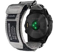 Bracelet en nylon de 22 mm compatible avec Garmin Fēnix 8 Solar/8 AMOLED 47 mm/Fēnix 7/Fēnix 6/Fēnix 5/Forerunner 965/Instinct/MARQ Fermeture Velcro Ultra léger et respirant Bracelet de rechange