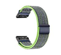 Bracelet en nylon Quick Fit 20/22/26mm for montre Pour Garmin Fenix 8 7X 7 7S 6X 6 Pro 6S 5 5X remplaçable(Bright green with orange,26mm)