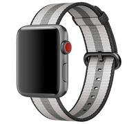 Bracelet Apple en nylon tissé pour l'Apple Watch Series 1 à 10 / SE / Ultra (2) (44/45/46/49 mm) - Rayures noires