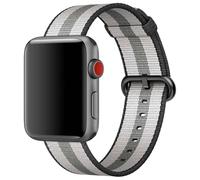 Bracelet en nylon tissé pour l'Apple Watch Series 1 à 10 / SE / Ultra (2) (44/45/46/49 mm) - Rayures noires