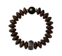 Bracelet en obsidienne mantra en bois d'agar naturel à six caractères pour prière et méditation - Bracelet unisexe avec amulette