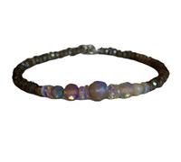 Bracelet en opale australienne et labradorite, perles rondes et rondelles de 3 à 5 mm, à facettes, fermoir plaqué argent de 17,8 cm, pour hommes et femmes | LK_STACK_07027