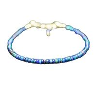 Bracelet en opale australienne, perles rondes de 3 à 3,5 mm, taille lisse, réglable, 17,8 cm, avec fermoir plaqué argent, pour hommes et femmes | LK_STACK_00879