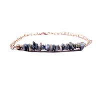 Bracelet en opale bleue de 3 à 4 mm, perles lisses, plaqué or rose, 17,8 cm, pour hommes et femmes | LK_STACK_01514