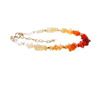 Bracelet en opale de feu mexicaine de 2 à 5 mm, perles lisses, taille non coupée, 17,8 cm, fermoir plaqué or réglable, pour hommes et femmes | LK_STACK_04632