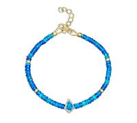 Bracelet en opale de feu Paraiba, perles rondes de 3 mm, coupe lisse, fermoir plaqué or réglable de 17,8 cm, pour hommes et femmes | LK_STACK_05250