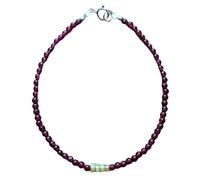 Bracelet en opale et grenat éthiopiens, perles rondes et rondelles de 3 mm, taille lisse, fermoir plaqué argent, 17,8 cm, pour hommes et femmes | LK_STACK_07540
