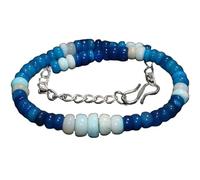 Bracelet en opale éthiopienne bleue de 3 à 6 mm, perles rondes lisses, fermoir plaqué argent réglable de 17,8 cm, pour hommes et femmes | LK_STACK_01436