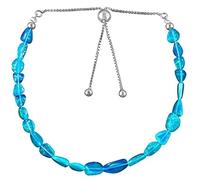 Bracelet en opale éthiopienne bleue de feu, perles lisses de 4 x 3 à 7 x 4,5 mm, taille roulée, fermoir plaqué argent réglable de 17,8 cm, pour hommes et femmes | LK_STACK_01447
