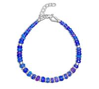Bracelet en opale éthiopienne, perles rondes de 3 à 3,5 mm, coupe lisse, fermoir plaqué argent réglable de 17,8 cm, pour hommes et femmes | LK_STACK_02720
