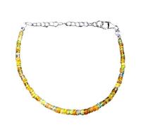 Bracelet en opale éthiopienne, perles rondes de 3 à 3,5 mm, coupe lisse, fermoir plaqué argent réglable de 17,8 cm, pour hommes et femmes | LK_STACK_02704