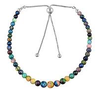 Bracelet en opale éthiopienne ronde de 3 à 4 mm, perles lisses, fermoir plaqué argent réglable de 17,8 cm, pour hommes et femmes | LK_STACK_02804