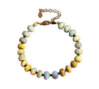 Bracelet en opale jaune et sodalite, perles rondes de 2 à 8 mm, taille lisse, fermoir plaqué or réglable de 17,8 cm, pour hommes et femmes | LK_STACK_08780