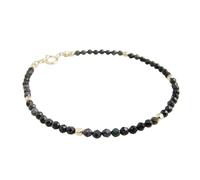 Bracelet en opale noire australienne de 2,5 mm, perles rondes à facettes, fermoir plaqué argent réglable de 17,8 cm, pour hommes et femmes | LK_STACK_00940