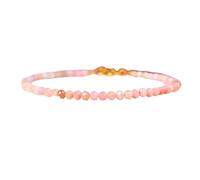 Bracelet en opale rose de 3 mm, perles rondes à facettes, fermoir plaqué or réglable de 17,8 cm, pour hommes et femmes | LK_STACK_05467