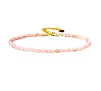 Bracelet en opale rose de 3 mm, perles rondes à facettes, fermoir plaqué or réglable de 17,8 cm, pour hommes et femmes | LK_STACK_05466
