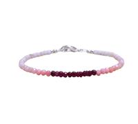 Bracelet en opale rose et rubis, perles facettées de 3 mm, fermoir plaqué argent de 17,8 cm, pour hommes et femmes | LK_STACK_08379